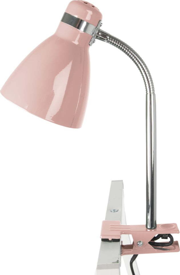 Růžová stolní lampa s klipem
