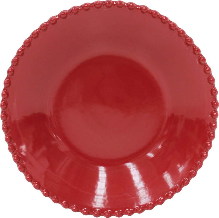 Rubínově červený hluboký talíř z kameniny Costa Nova