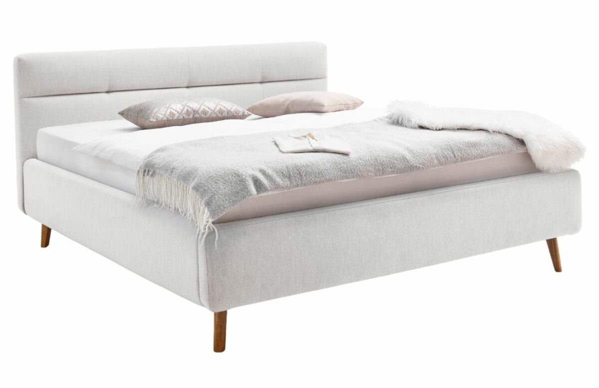 Světle šedá látková dvoulůžková postel Meise Möbel Lotte 180