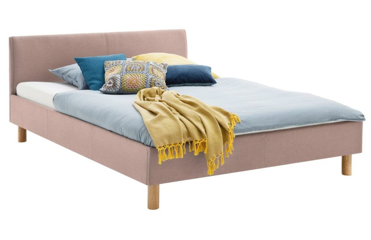 Růžová látková postel Meise Möbel Lena 120 x 200