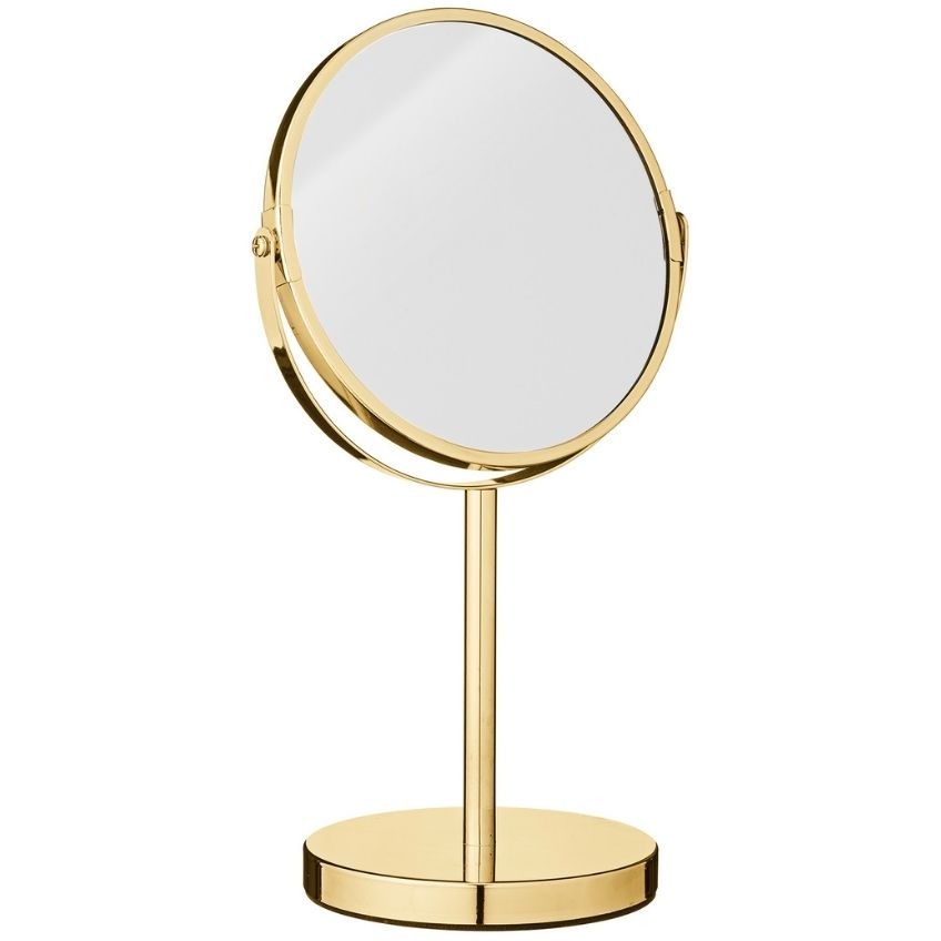 Zlaté kovové kosmetické zrcadlo