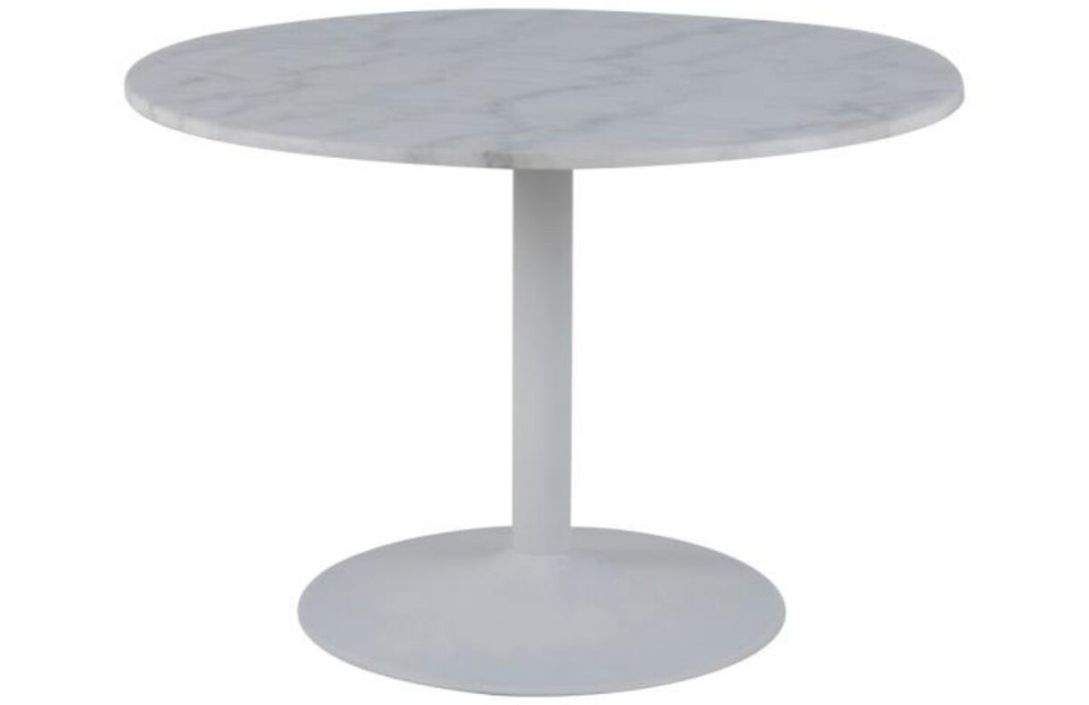 Scandi Bílý mramorový kulatý jídelní stůl Theon 110