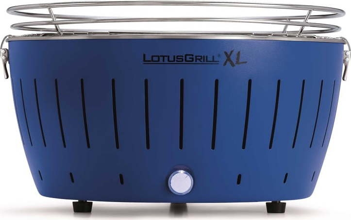 Modrý bezkouřový gril na uhlí LotusGrill XL