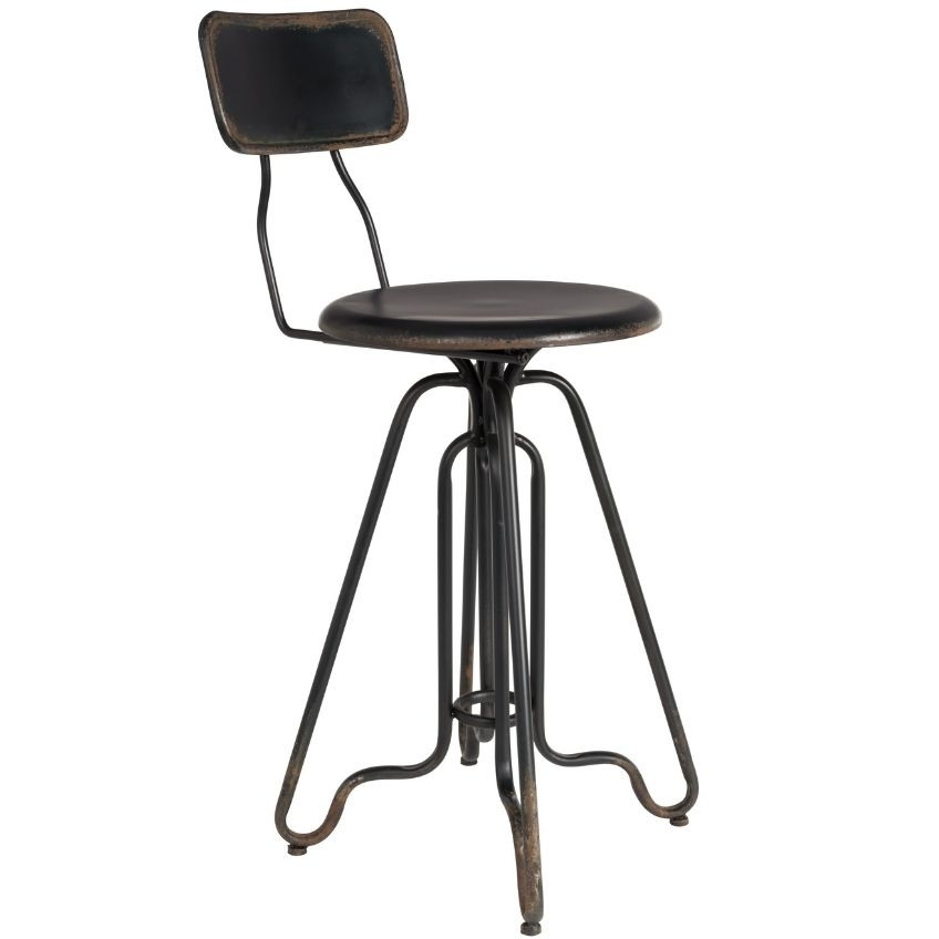 Černá kovová vintage barová židle DUTCHBONE