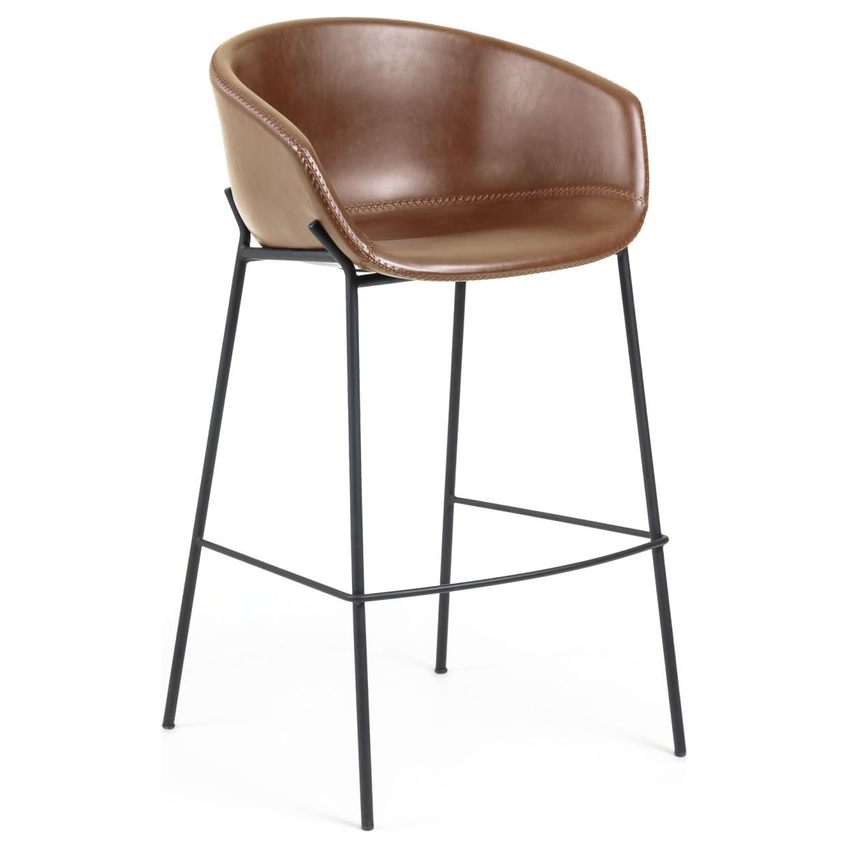 Hnědá koženková barová židle Kave Home