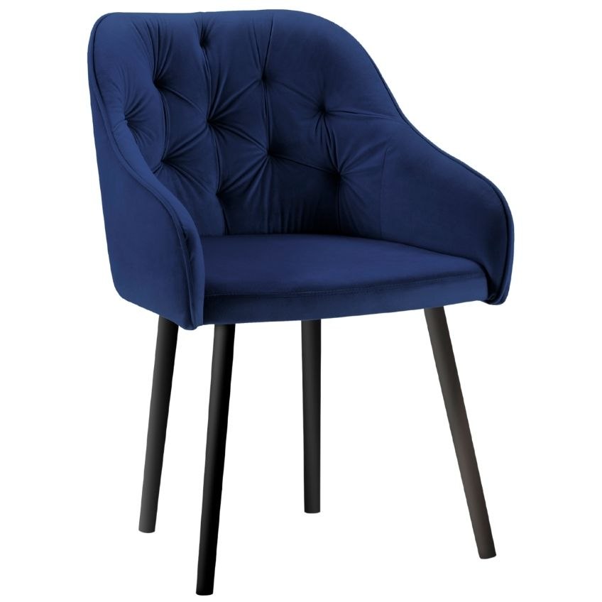 Královsky modrá sametová jídelní židle MICADONI