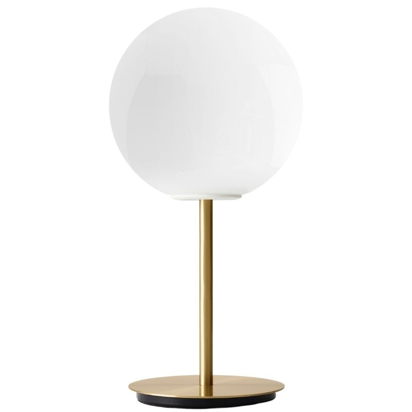 Leskle opálově bílá skleněná stolní lampa