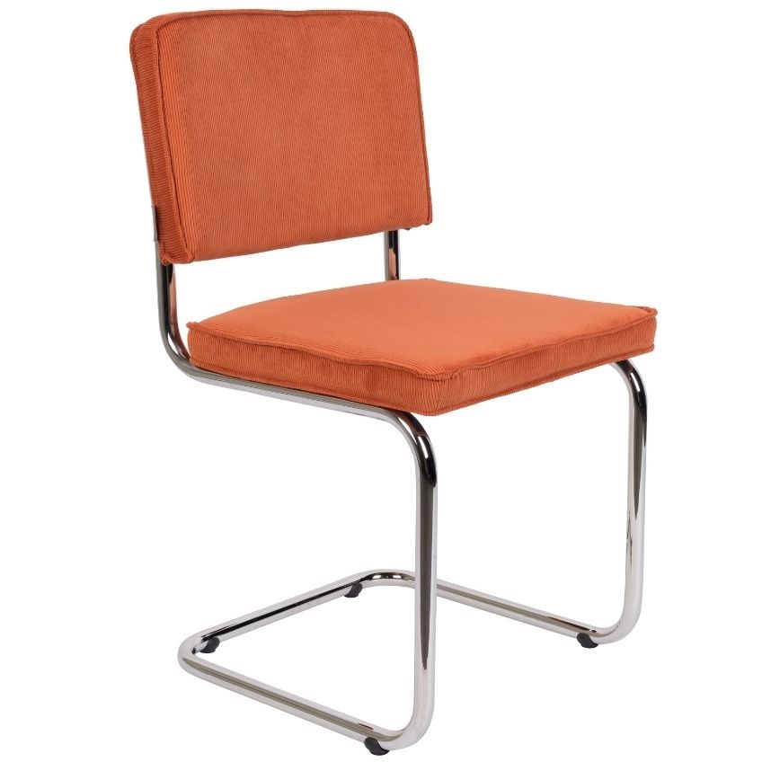 Oranžová manšestrová jídelní židle ZUIVER RIDGE RIB