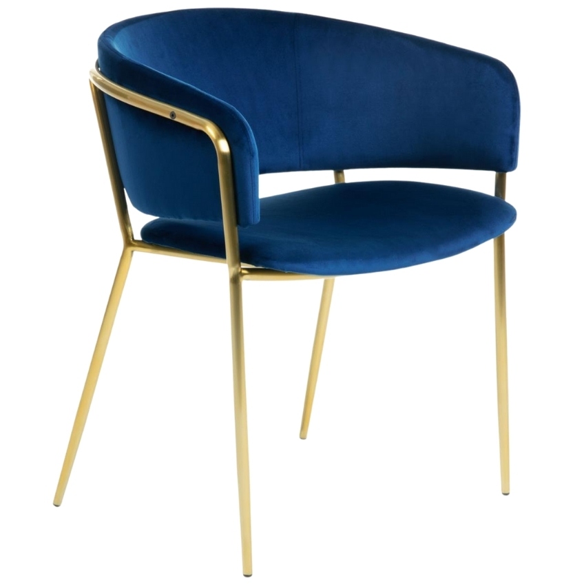 Modrá sametová jídelní židle Kave
