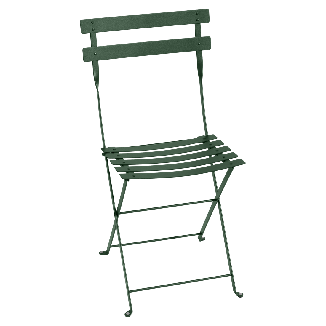 Tmavě zelená kovová skládací židle