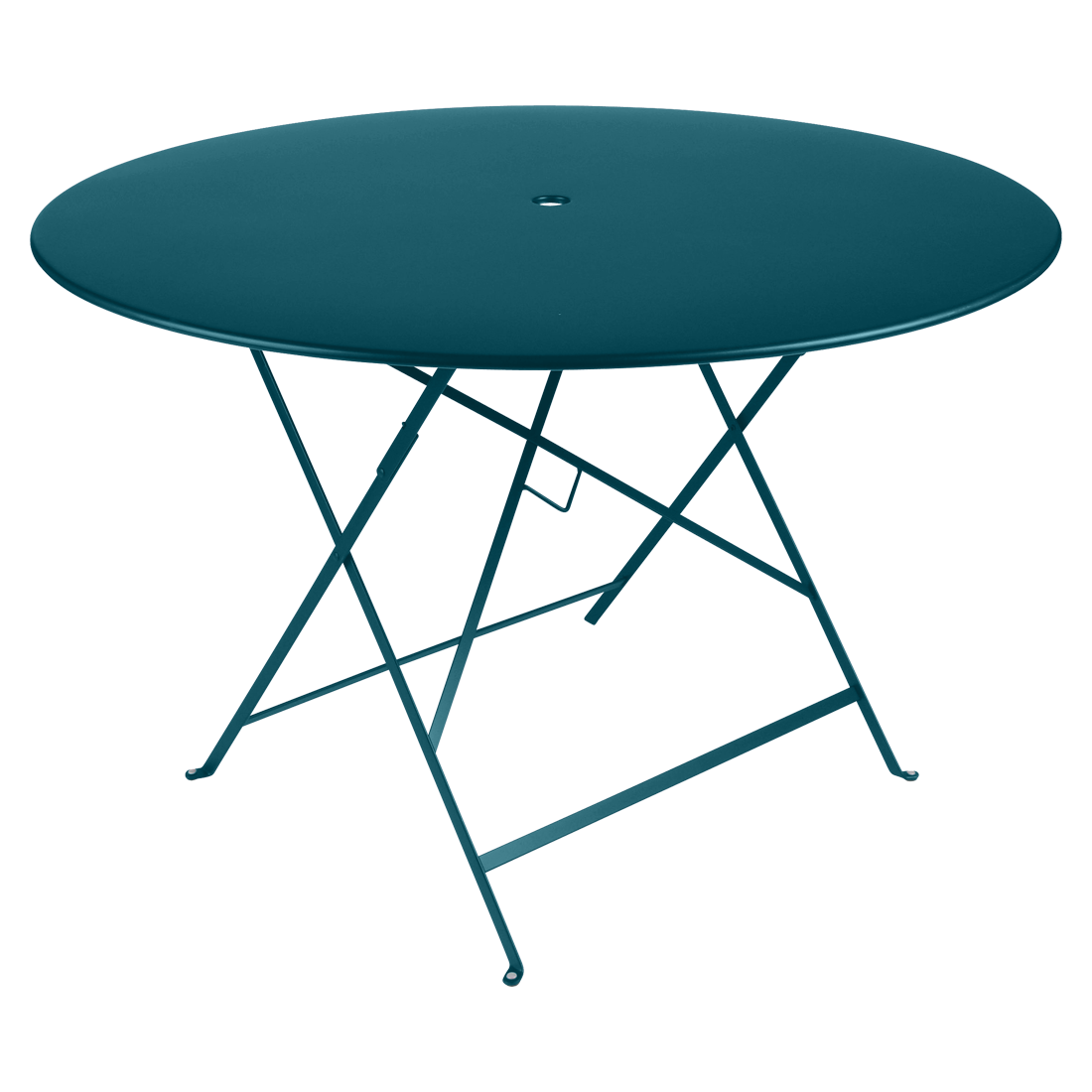 Modrý kovový skládací stůl Fermob Bistro Ø 117