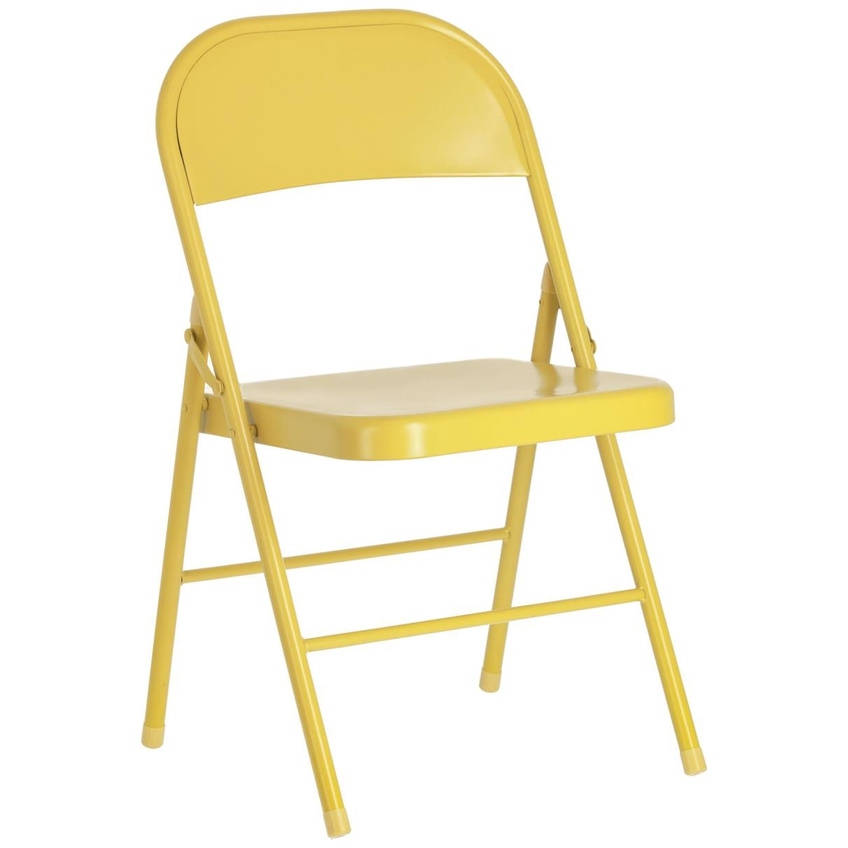 Hořčicově žlutá kovová skládací jídelní židle