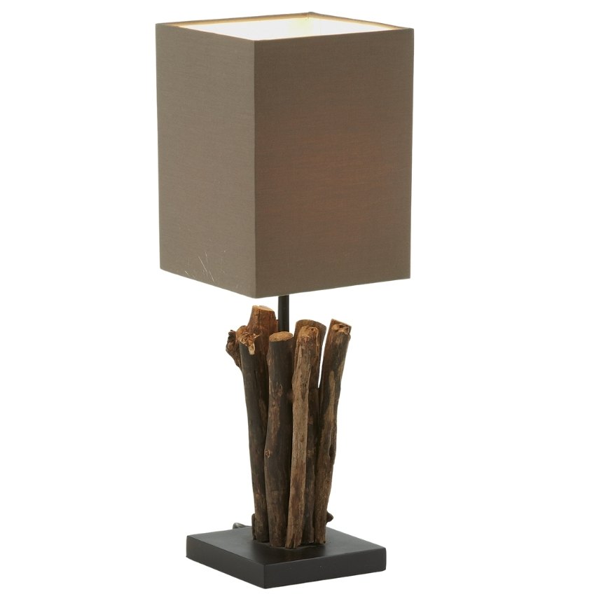 Hnědá dřevěná stolní lampa Kave