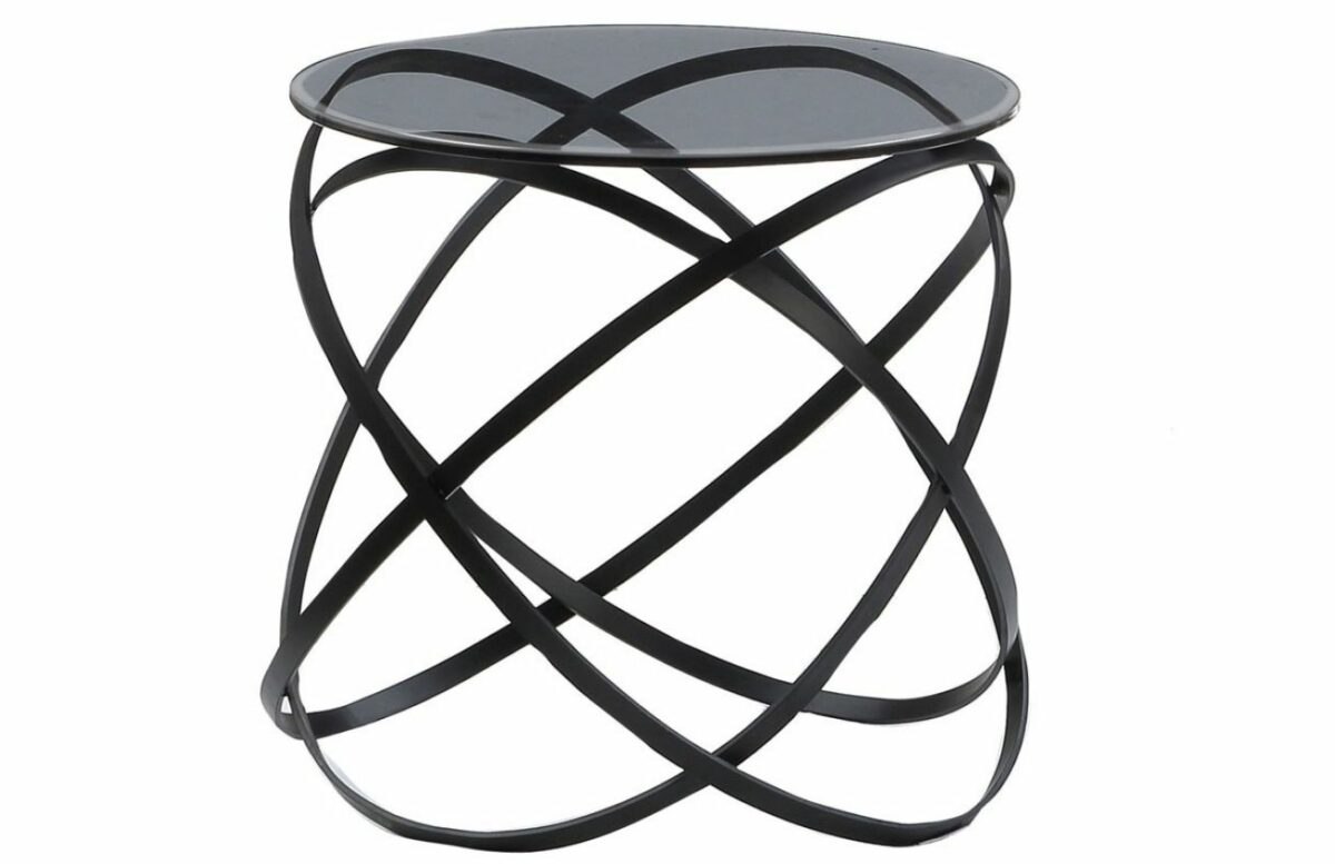 Černý kulatý kovový odkládací stolek Miotto