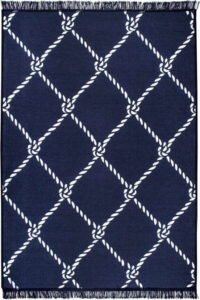 Modro-bílý oboustranný koberec Rope