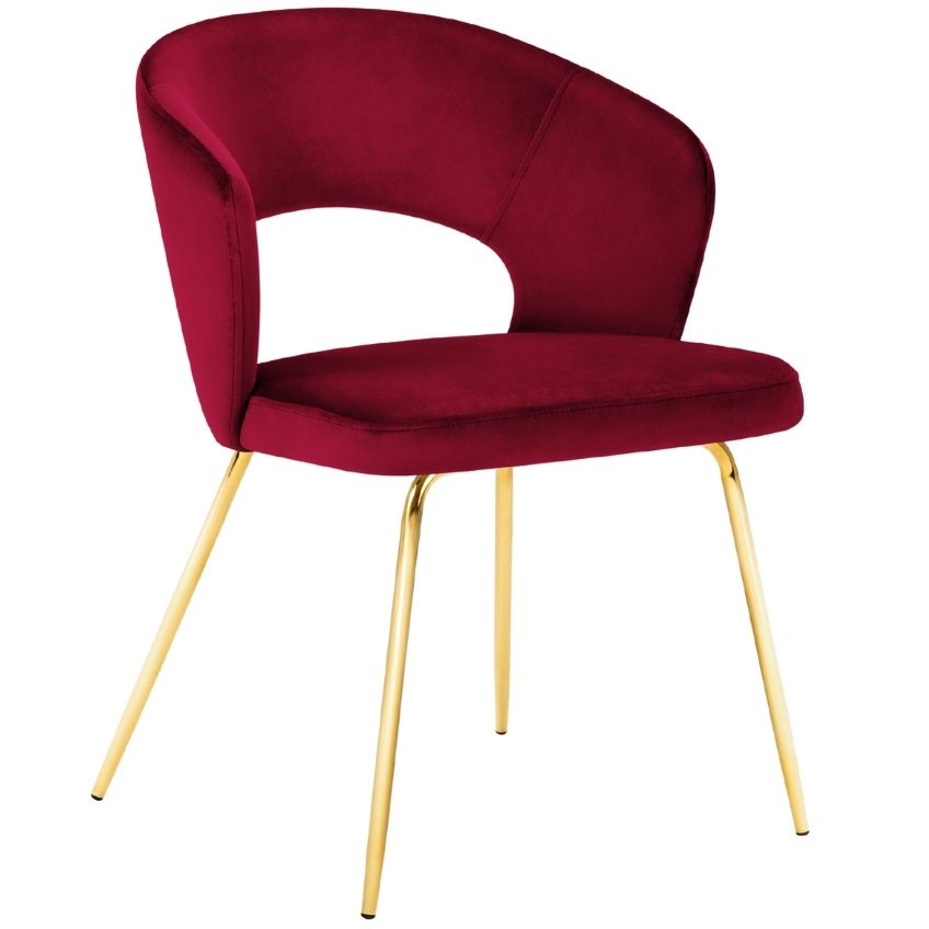 Červená sametová jídelní židle