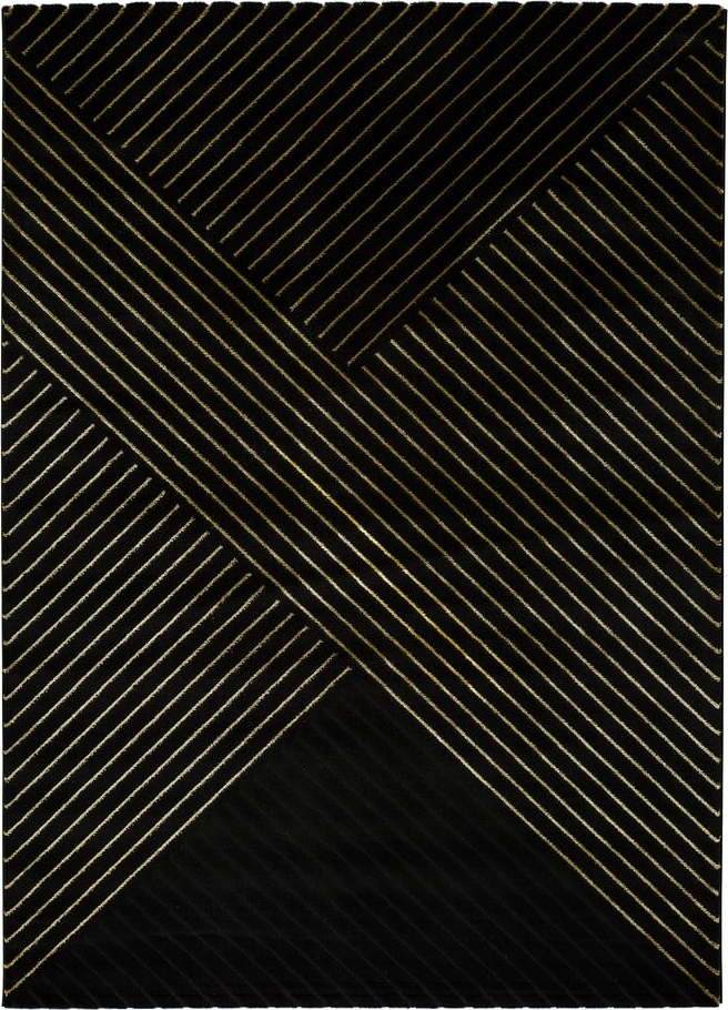 Černý koberec Universal Gold Stripes