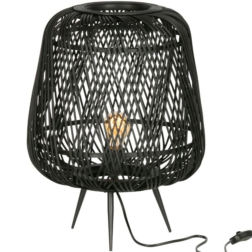 Hoorns Černá bambusová stolní lampa
