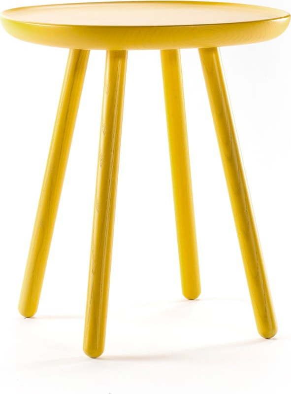Žlutý odkládací stolek z masivu