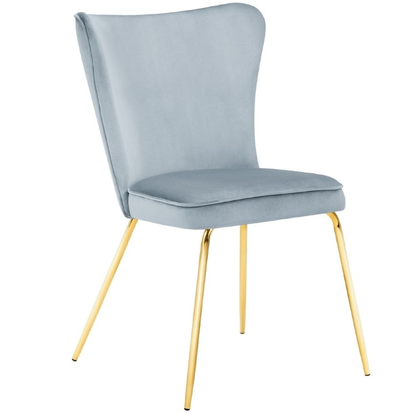 87Světle modrá sametová jídelní židle MICADONI ARI