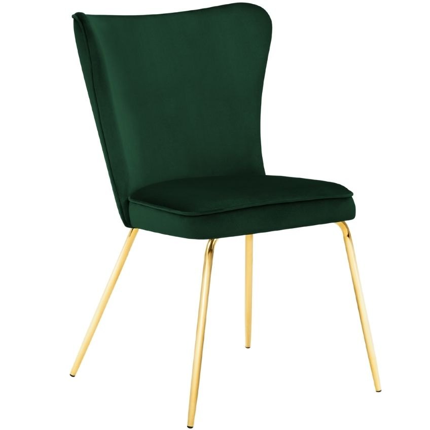 Tmavě zelená sametová jídelní židle