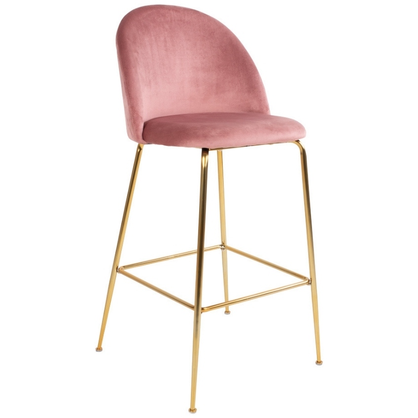 Nordic Living Růžová sametová barová židle Anneke