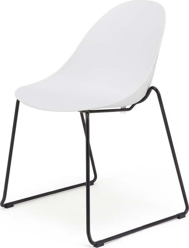 Sada 2 bílých jídelních židlí s černým
