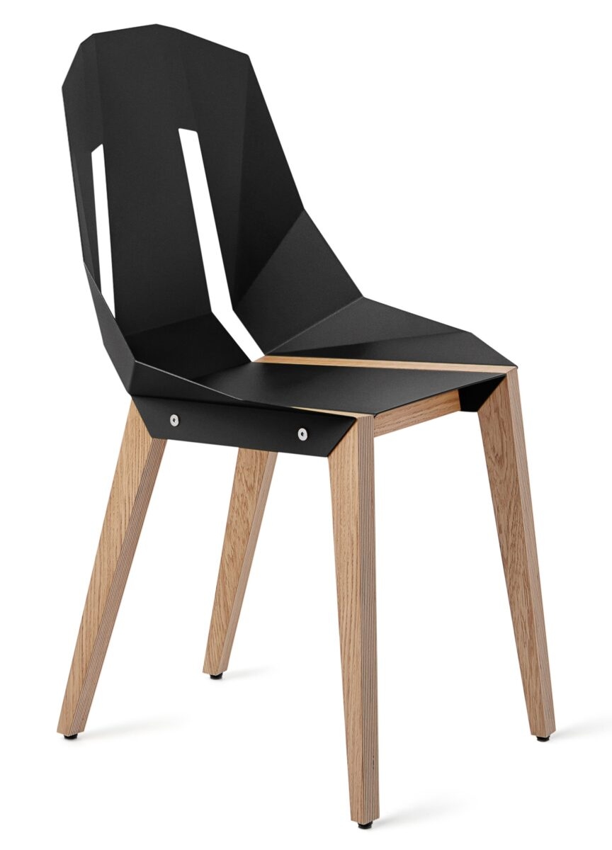 Černá hliníková židle Tabanda DIAGO s dubovou