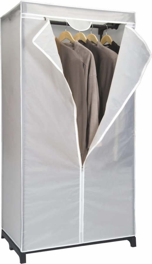 Bílá látková šatní skříň 75x150 cm