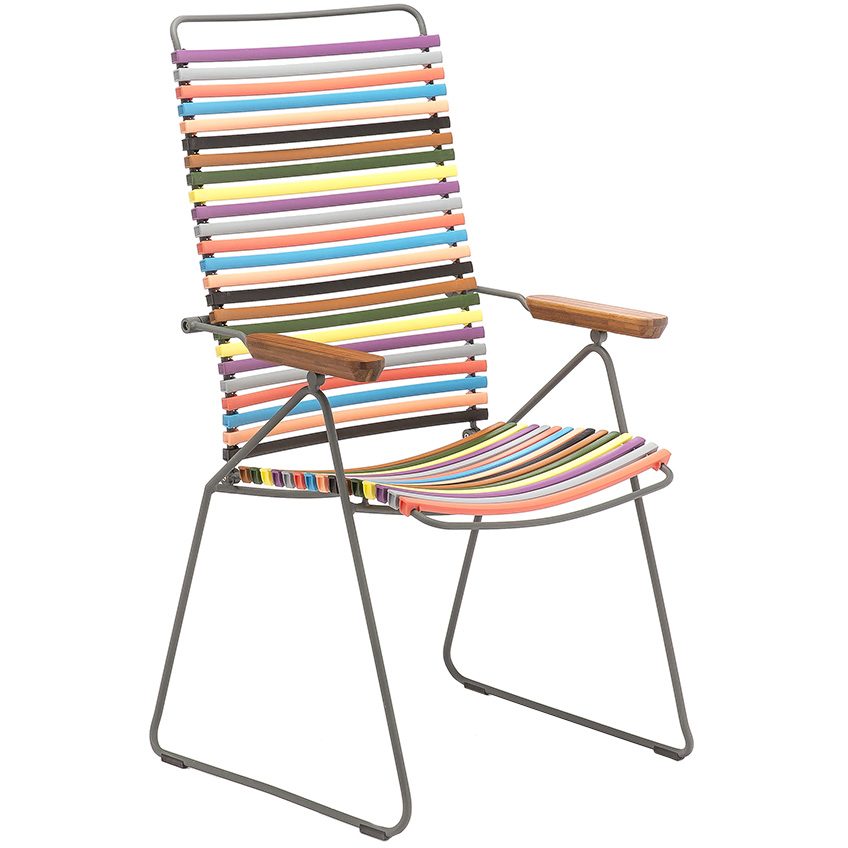 Pestrobarevná plastová polohovací zahradní židle