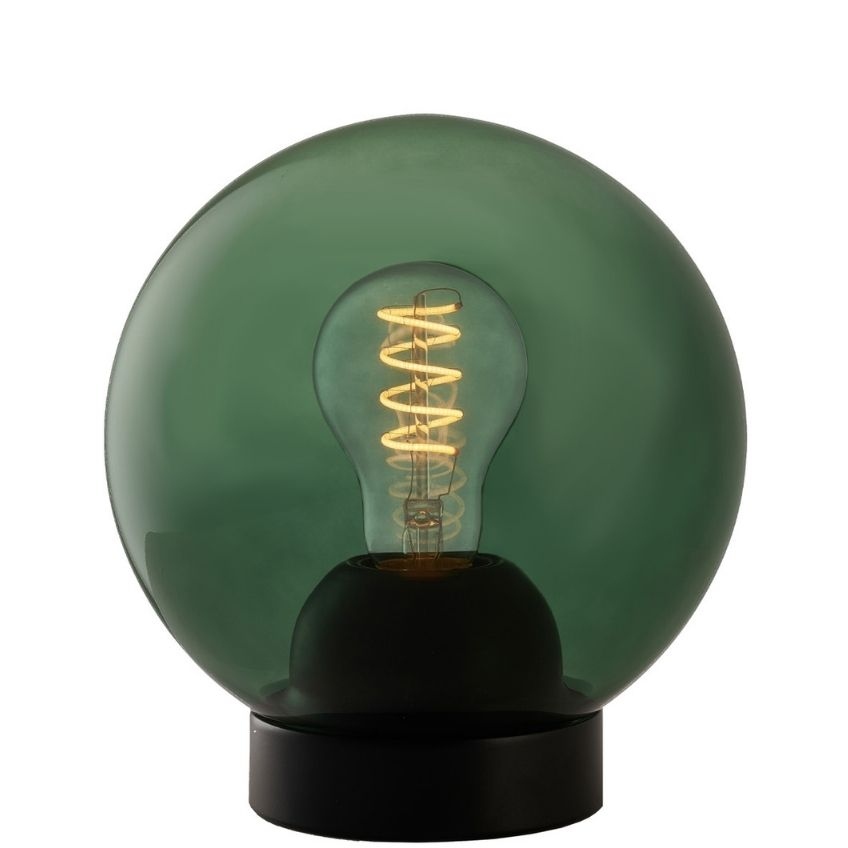 Zelená skleněná stolní lampa Halo