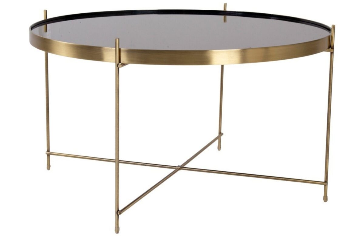 Nordic Living Zlatý kulatý skleněný konferenční stolek Emeli