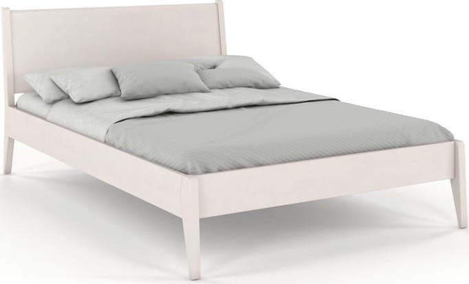 Bílá dvoulůžková postel z bukového dřeva