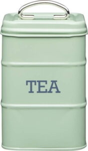 Zelená plechová dóza na čaj