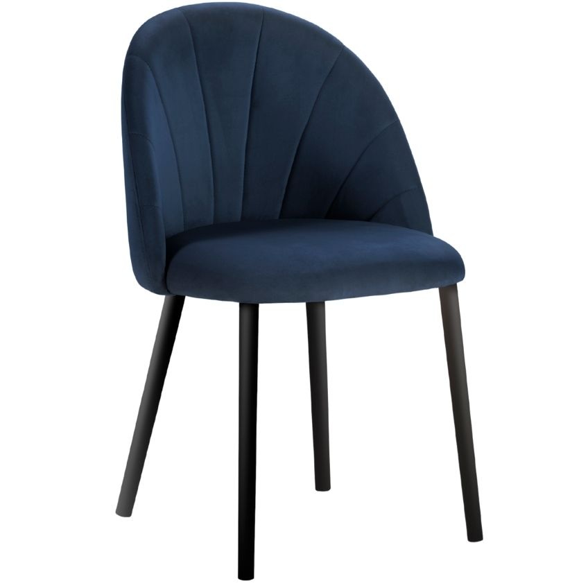 87Tmavě modrá sametová jídelní židle MICADONI VENTURA