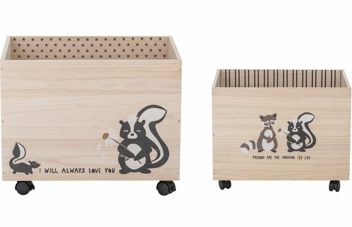 Set dvou dřevěných úložných boxů na hračky Bloomingville