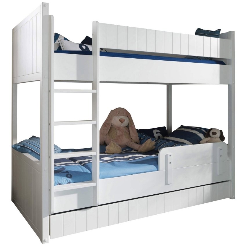 Bílá dřevěná dětská patrová postel Vipack Robin