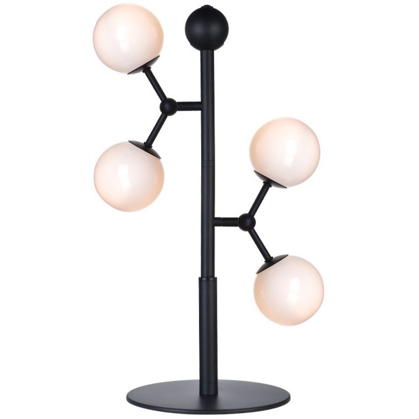 Opálově bílá skleněná stolní lampa Halo Design Atom