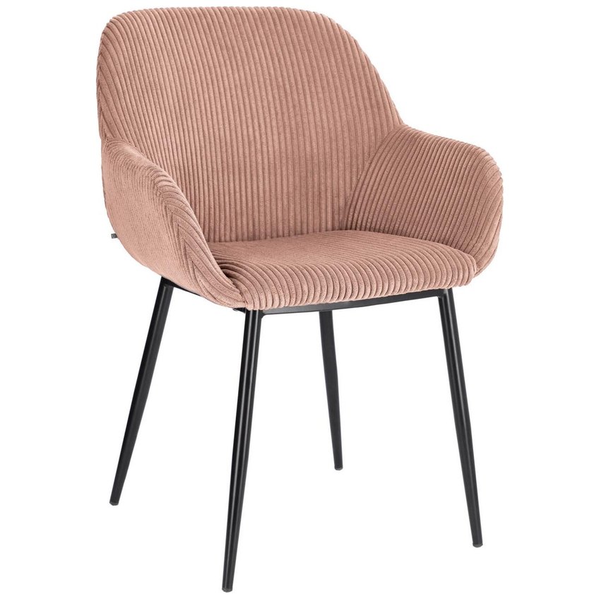 Růžová manšestrová jídelní židle Kave