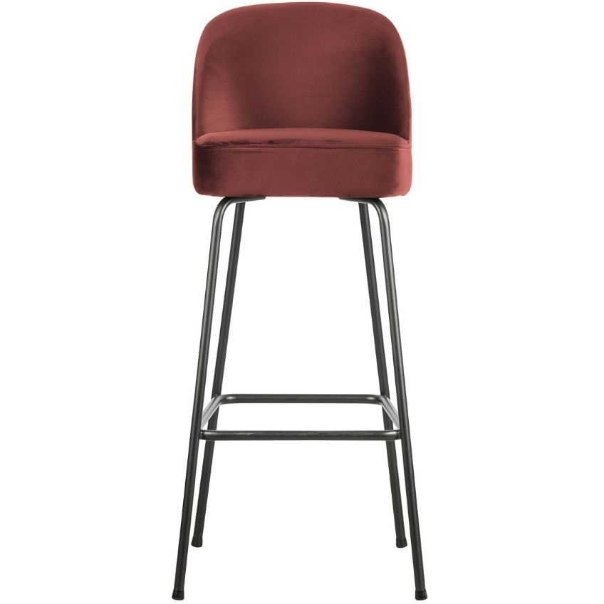 Hoorns Kaštanově hnědá sametová barová židle