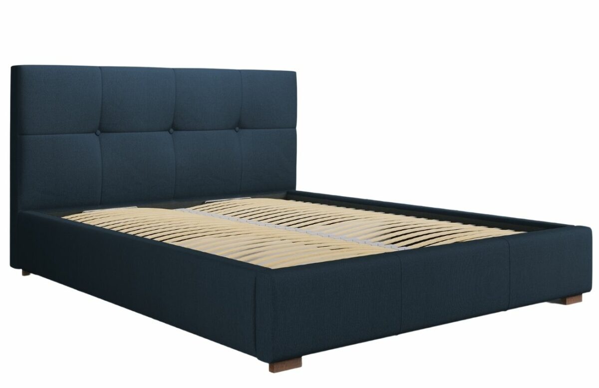 Modrá látková postel MICADONI SAGE 180 x 200