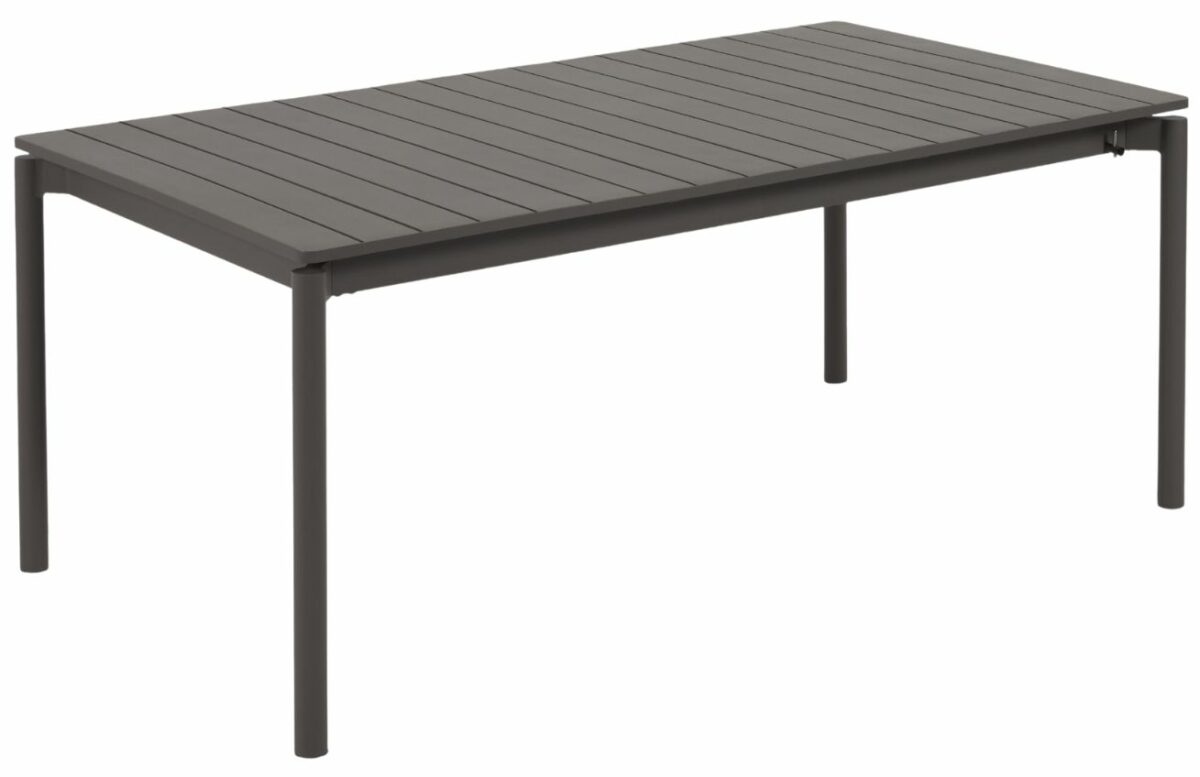 Matně černý kovový zahradní rozkládací stůl Kave Home Zaltana 180/240 x 100