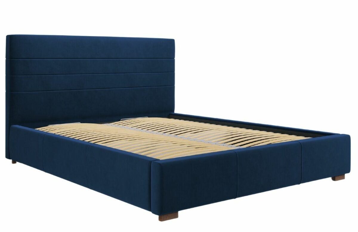 Královsky modrá sametová postel MICADONI ARANDA