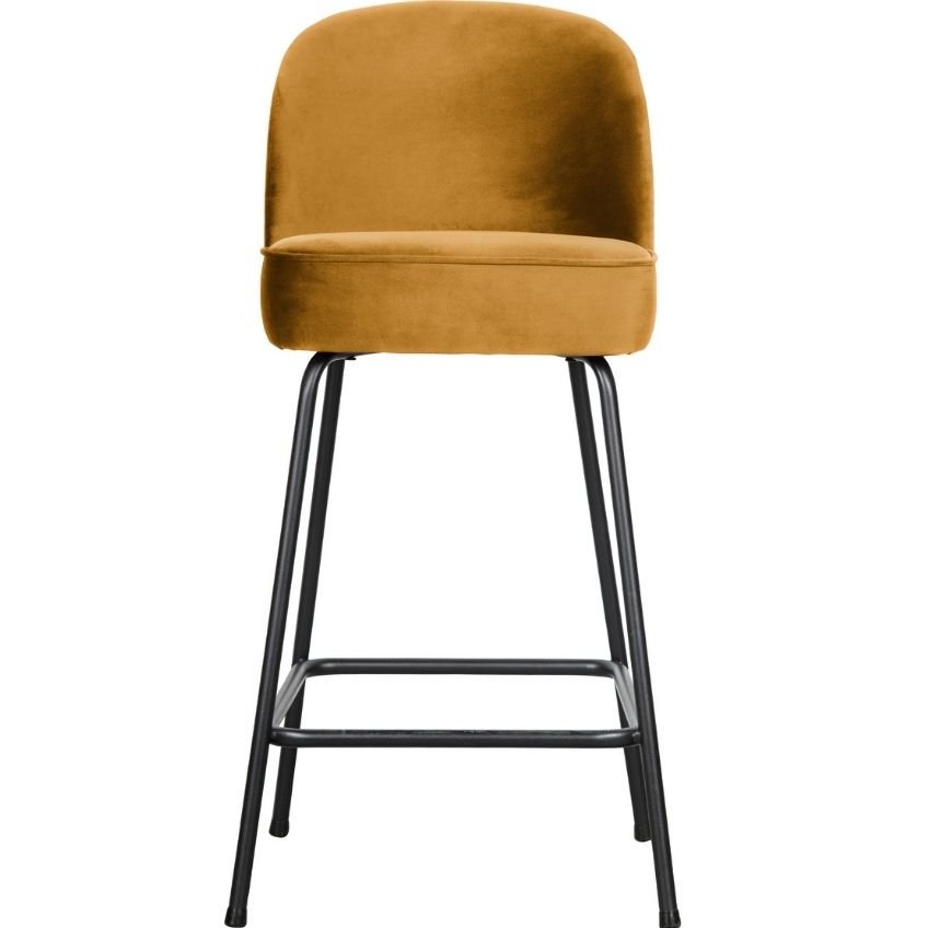 Hoorns Hořčicově žlutá sametová barová židle