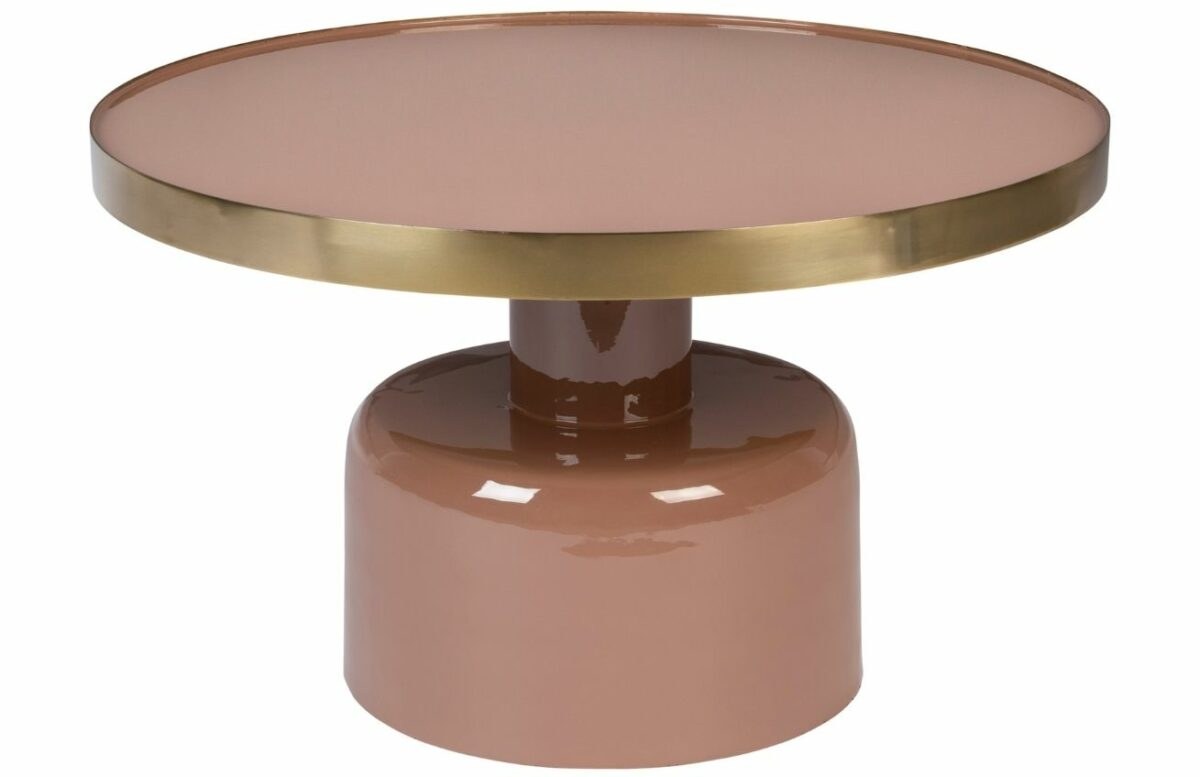 Růžový kovový konferenční stolek ZUIVER