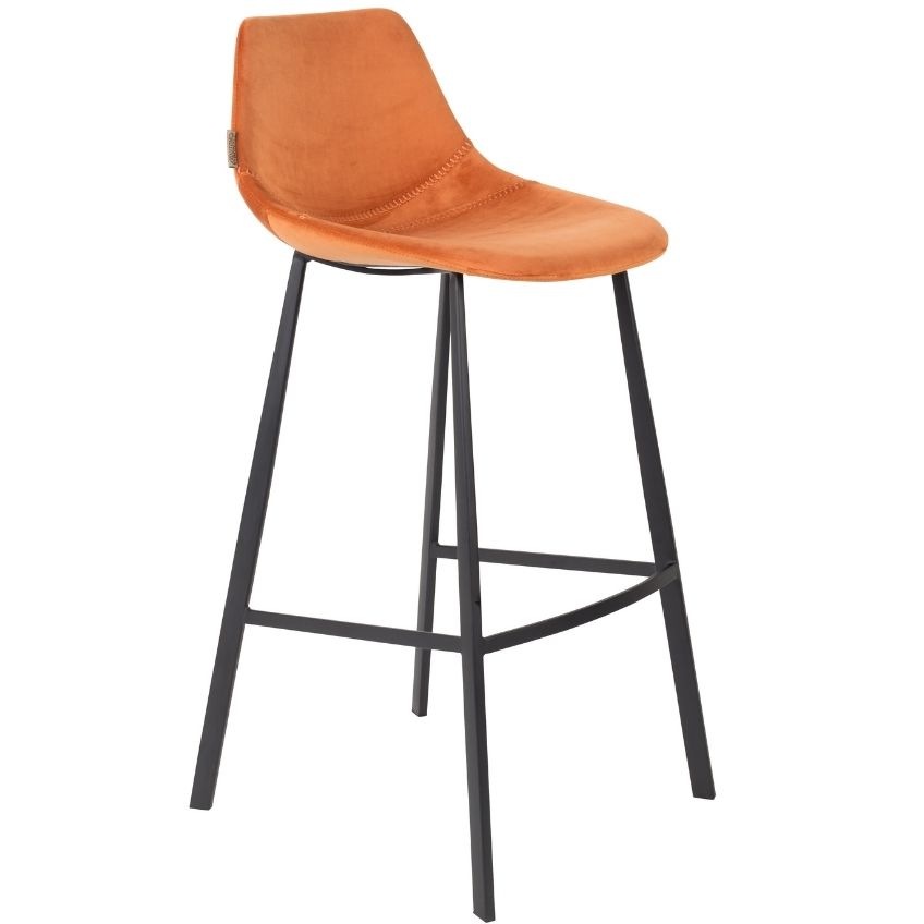 Oranžová sametová barová židle DUTCHBONE Franky 80