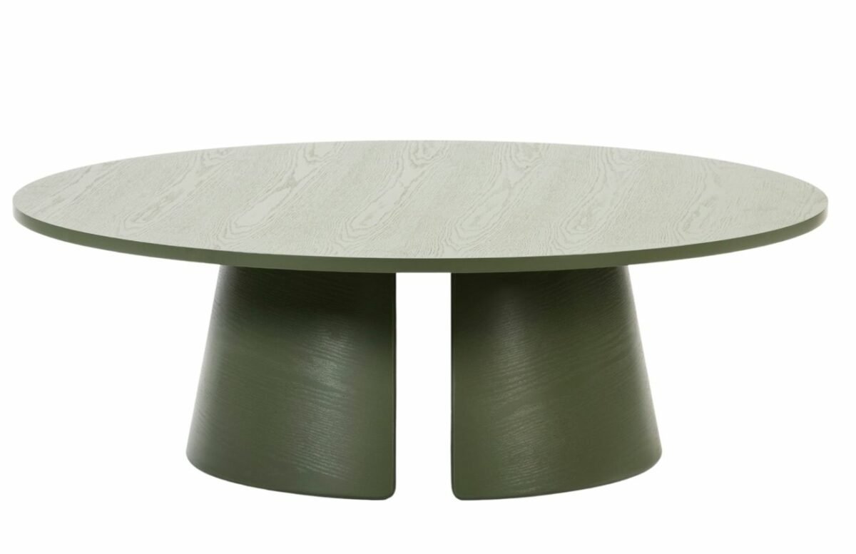 Zelený jasanový kulatý konferenční stolek Teulat