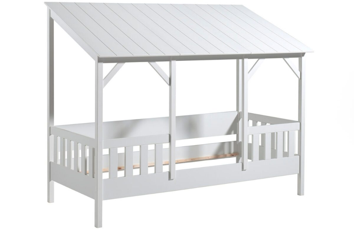 Bílá dřevěná dětská postel Vipack Housebed 90 x