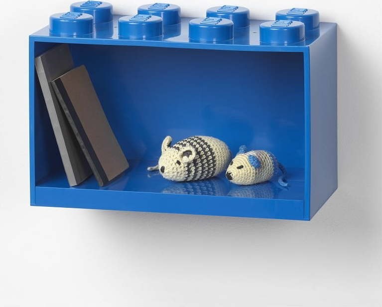 87Dětská modrá nástěnná police LEGO® Brick 8