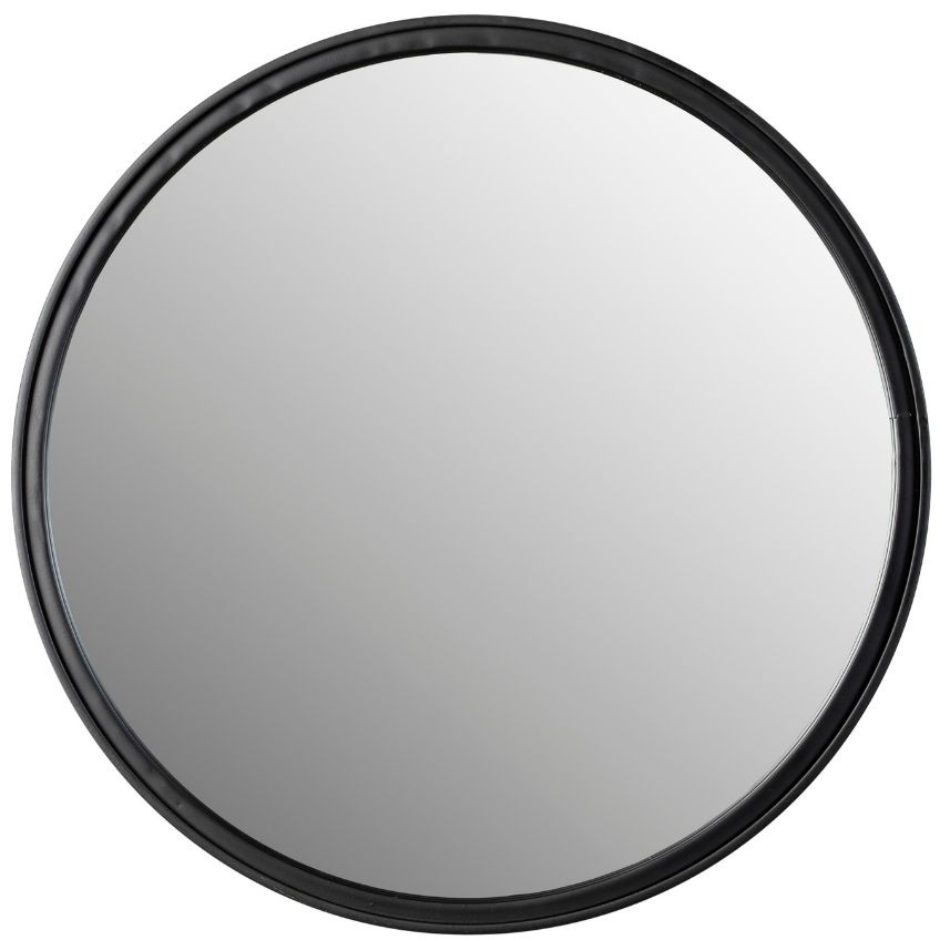 White Label Černé kulaté závěsné zrcadlo